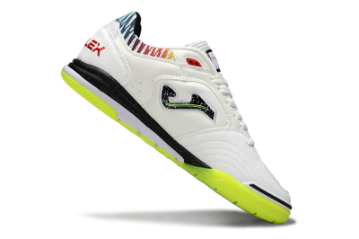 Men's Joma Top Flex IC Indoor & Futsal Low-Tops Football Shoes - White/Lime Green/Rainbow Gradient
