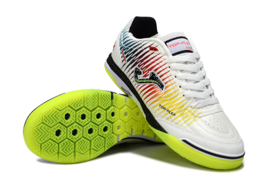 Men's Joma Top Flex IC Indoor & Futsal Low-Tops Football Shoes - White/Lime Green/Rainbow Gradient