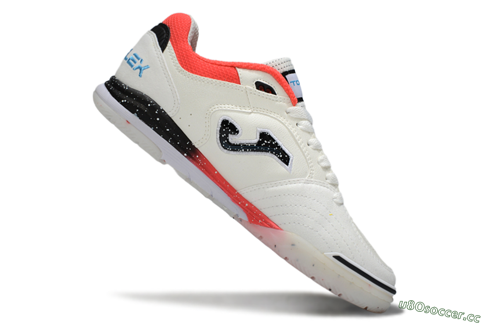 Men's Joma Top Flex IC Indoor & Futsal Low-Tops Football Shoes - White/Vibrant Red/Black 4