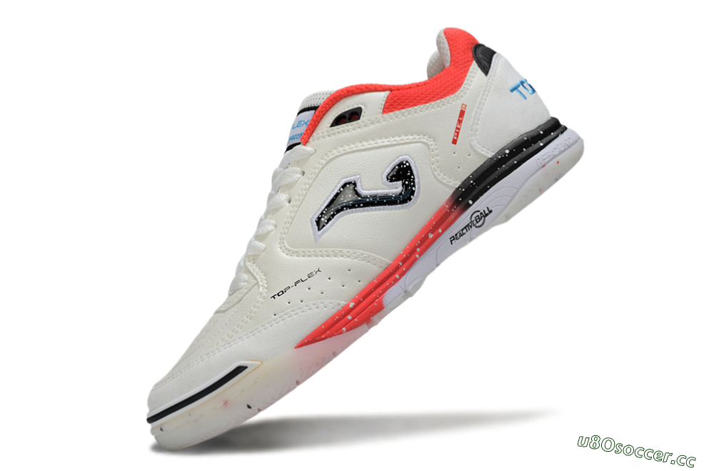 Men's Joma Top Flex IC Indoor & Futsal Low-Tops Football Shoes - White/Vibrant Red/Black 5
