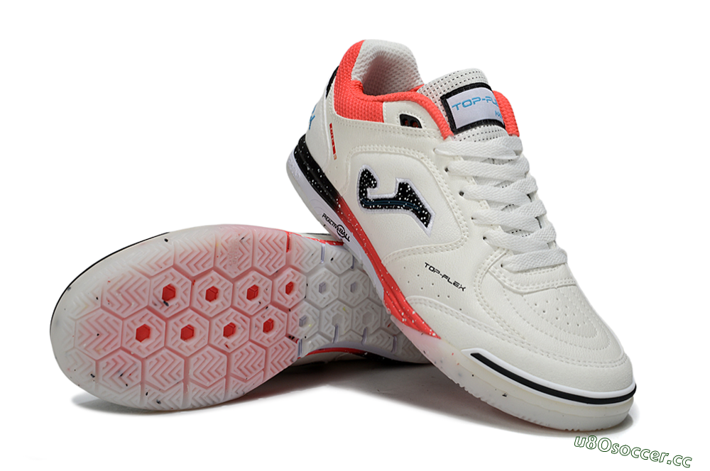 Men's Joma Top Flex IC Indoor & Futsal Low-Tops Football Shoes - White/Vibrant Red/Black 3