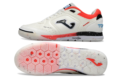 Men's Joma Top Flex IC Indoor & Futsal Low-Tops Football Shoes - White/Vibrant Red/Black