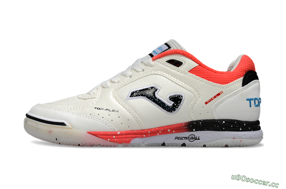 Men's Joma Top Flex IC Indoor & Futsal Low-Tops Football Shoes - White/Vibrant Red/Black 0