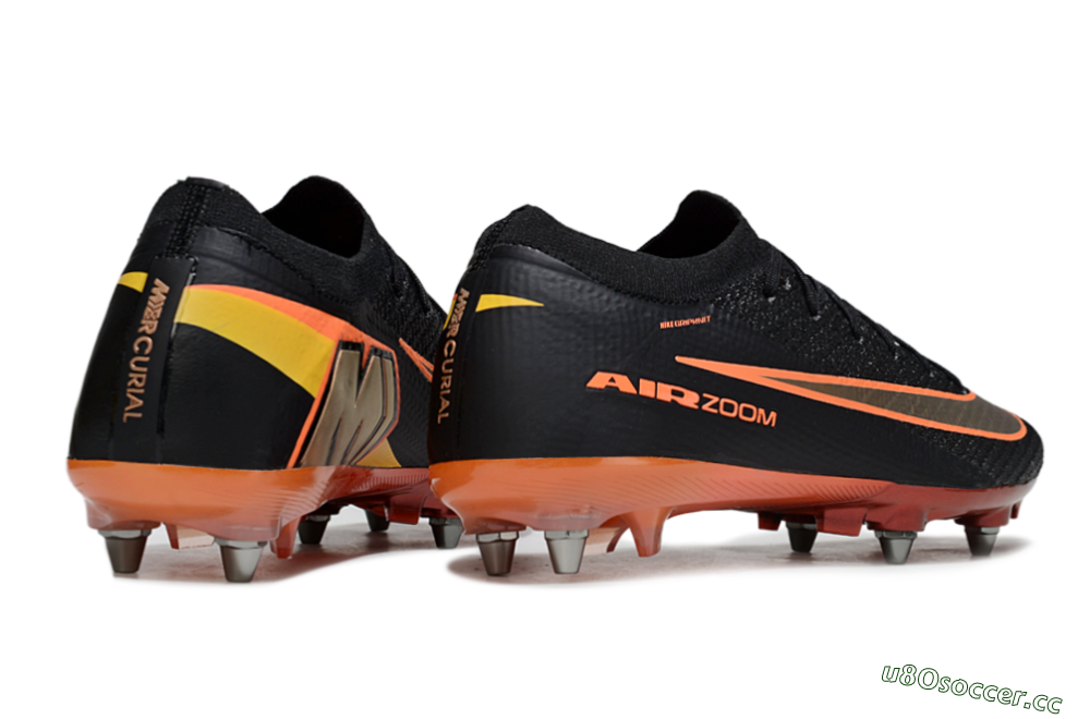 Men's Nike Air Zoom Mercurial Vapor 16 Elite SG Soft Ground Low-Tops Football Boots - Black/Vibrant Orange/Crimson Red 6