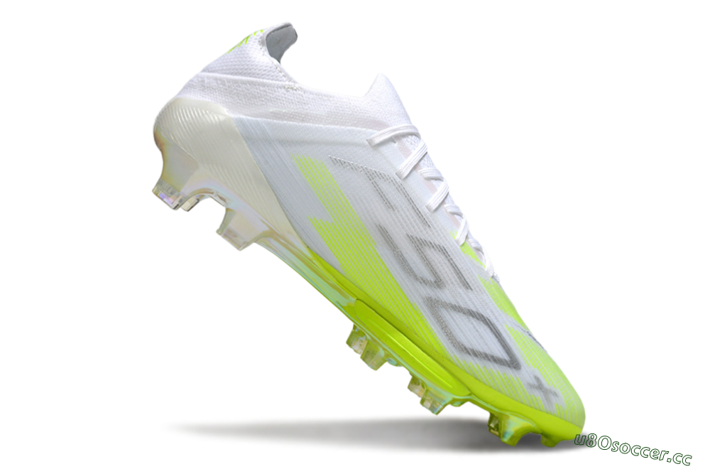Men's Adidas F50 Lightstrike Pro FG Firm Ground Low-Tops Football Boots - White/Lime Burst/Pure White 4