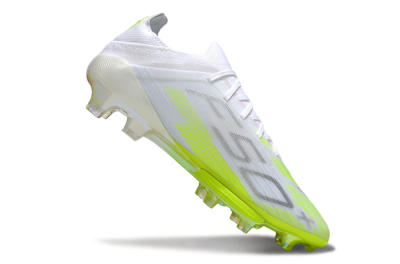 Men's Adidas F50 Lightstrike Pro FG Firm Ground Low-Tops Football Boots - White/Lime Burst/Pure White