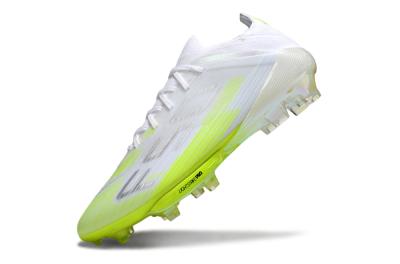 Men's Adidas F50 Lightstrike Pro FG Firm Ground Low-Tops Football Boots - White/Lime Burst/Pure White