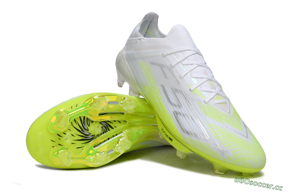 Men's Adidas F50 Lightstrike Pro FG Firm Ground Low-Tops Football Boots - White/Lime Burst/Pure White 3