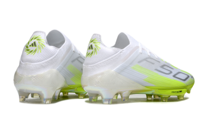 Men's Adidas F50 Lightstrike Pro FG Firm Ground Low-Tops Football Boots - White/Lime Burst/Pure White