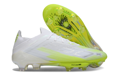 Men's Adidas F50 Lightstrike Pro FG Firm Ground Low-Tops Football Boots - White/Lime Burst/Pure White