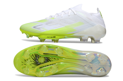 Men's Adidas F50 Lightstrike Pro FG Firm Ground Low-Tops Football Boots - White/Lime Burst/Pure White