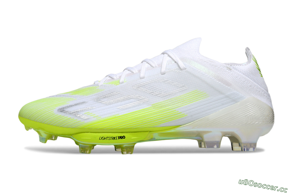 Men's Adidas F50 Lightstrike Pro FG Firm Ground Low-Tops Football Boots - White/Lime Burst/Pure White 0