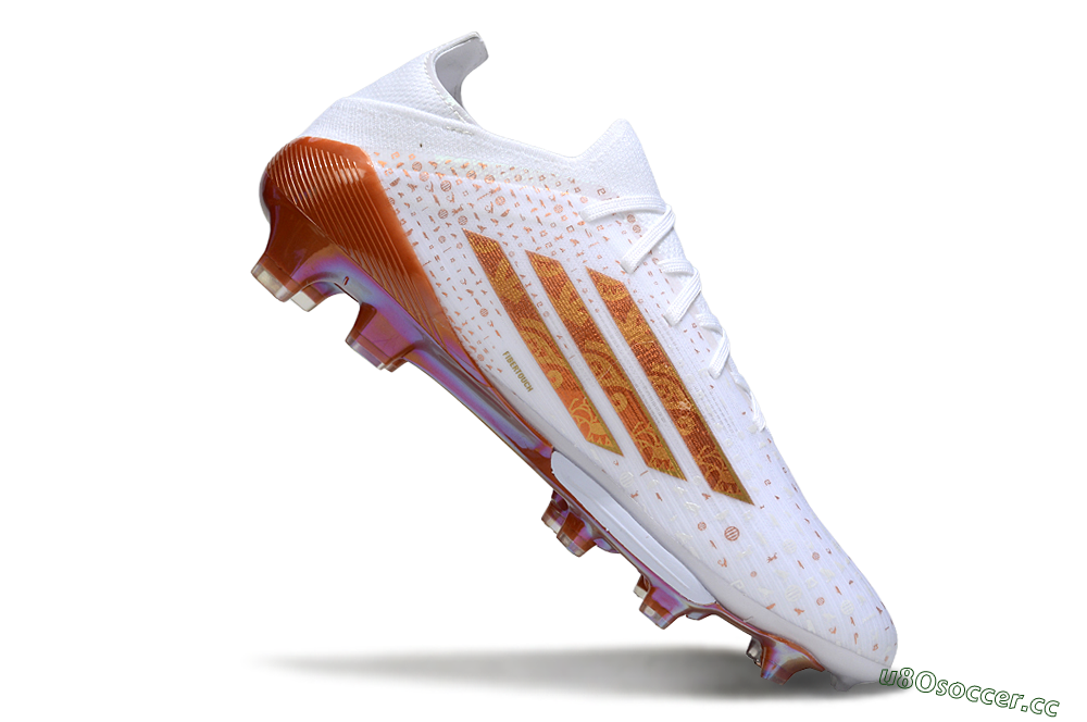 Men's Adidas F50 Lightstrike Pro FG Firm Ground Low-Tops Football Boots - White/Soft Copper/Shimmer Gold 4