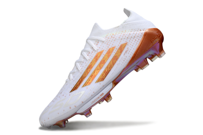 Men's Adidas F50 Lightstrike Pro FG Firm Ground Low-Tops Football Boots - White/Soft Copper/Shimmer Gold