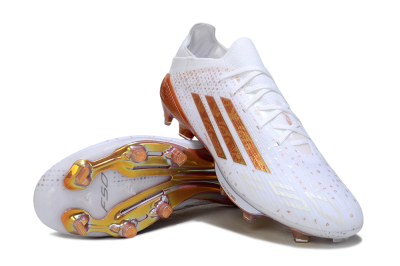 Men's Adidas F50 Lightstrike Pro FG Firm Ground Low-Tops Football Boots - White/Soft Copper/Shimmer Gold