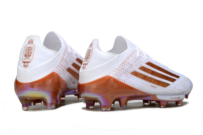 Men's Adidas F50 Lightstrike Pro FG Firm Ground Low-Tops Football Boots - White/Soft Copper/Shimmer Gold