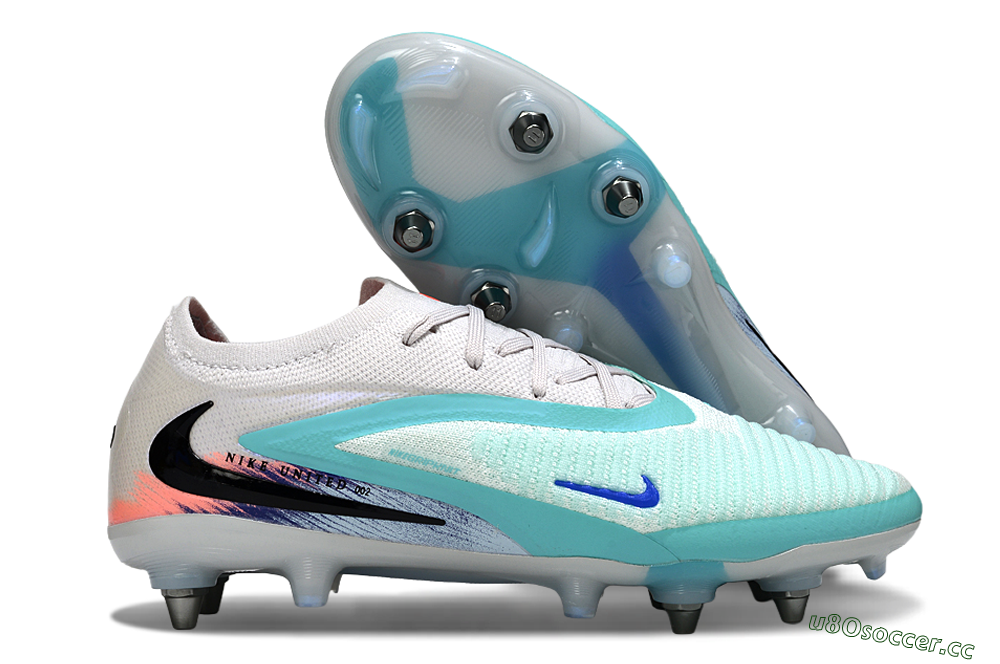 Unisex Nike Phantom 6 Low Elite SG Soft Ground Low-Tops Football Boots - White/Aqua Breeze/Pink Peach 2