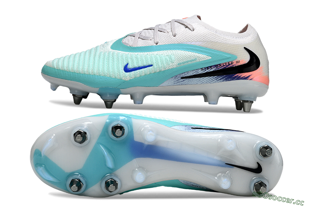 Unisex Nike Phantom 6 Low Elite SG Soft Ground Low-Tops Football Boots - White/Aqua Breeze/Pink Peach 1