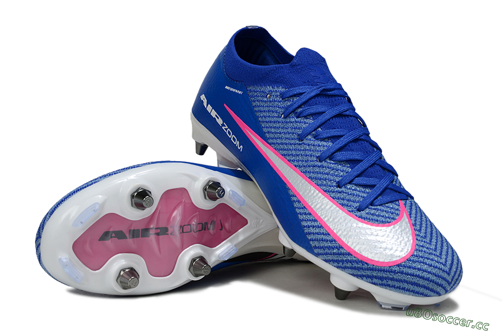 Men's Nike Air Zoom Mercurial Vapor 16 Elite SG Soft Ground Low-Tops Football Boots - Blue/Vibrant Blue/Fresh Pink 3