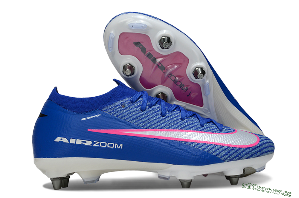Men's Nike Air Zoom Mercurial Vapor 16 Elite SG Soft Ground Low-Tops Football Boots - Blue/Vibrant Blue/Fresh Pink 2