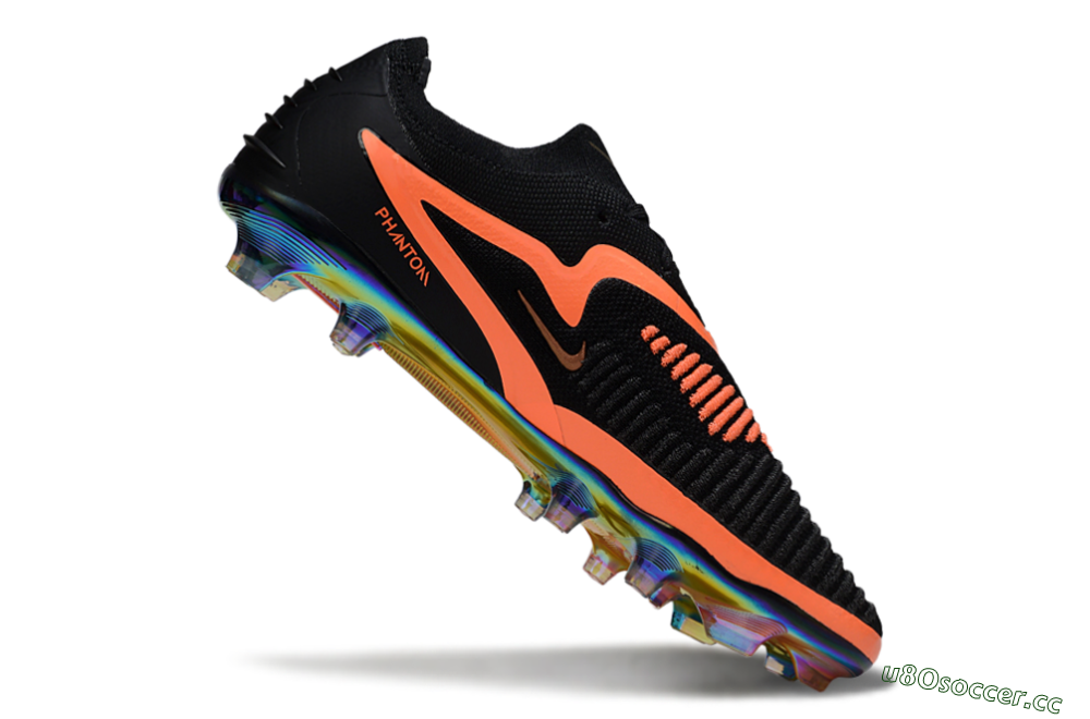 Unisex Nike Phantom 6 Low Elite FG Firm Ground Low-Tops Football Boots - Black/Vibrant Orange/Rainbow Hues 4