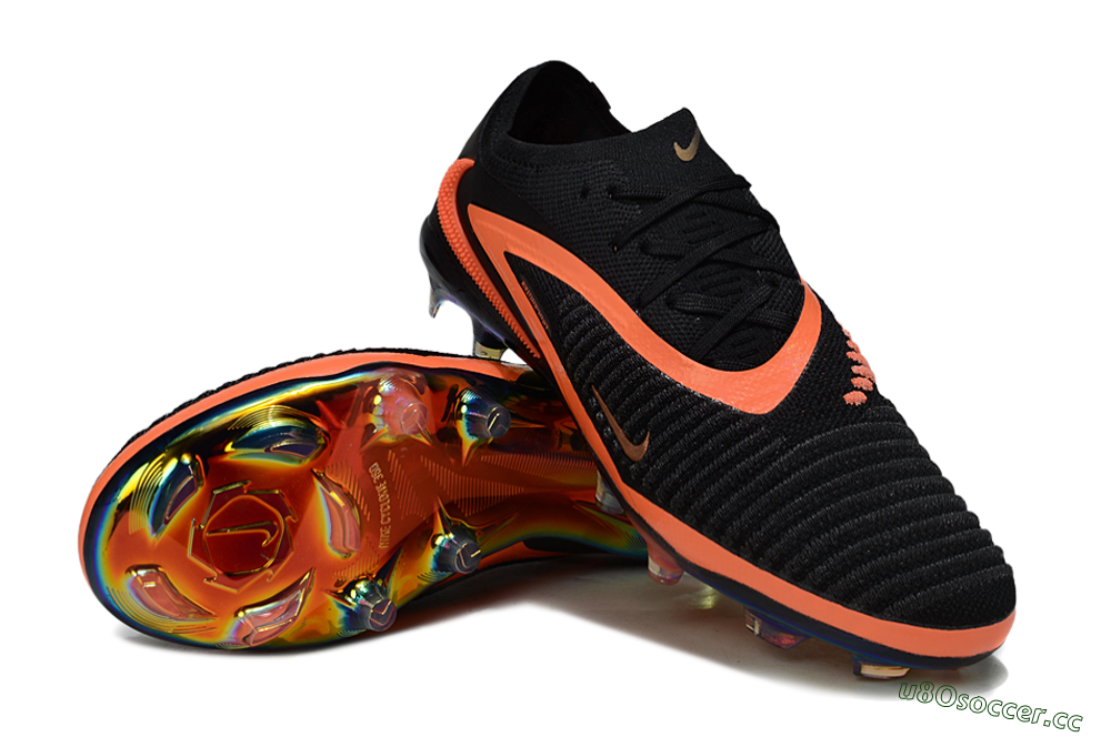 Unisex Nike Phantom 6 Low Elite FG Firm Ground Low-Tops Football Boots - Black/Vibrant Orange/Rainbow Hues 3