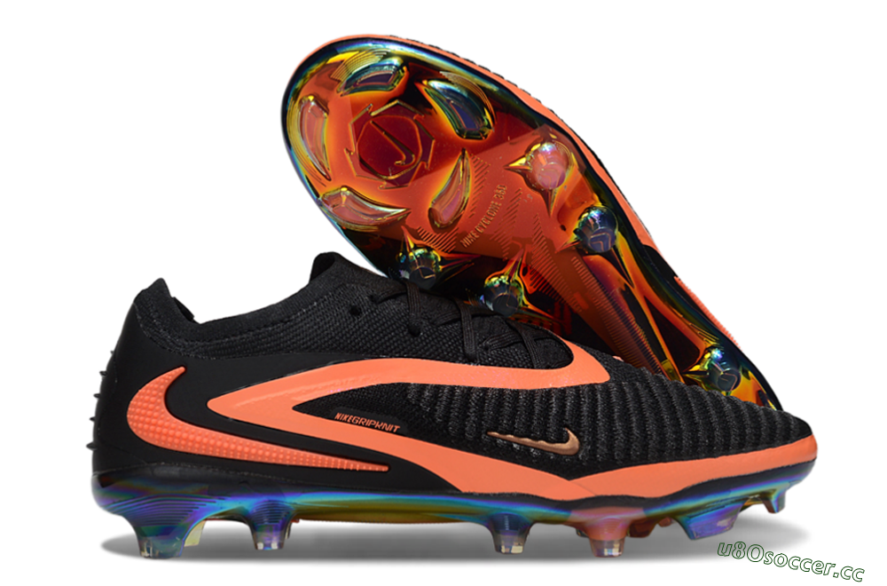 Unisex Nike Phantom 6 Low Elite FG Firm Ground Low-Tops Football Boots - Black/Vibrant Orange/Rainbow Hues 2