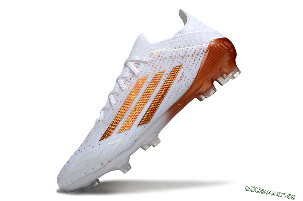 Men's Adidas F50 Pro FG Firm Ground Low-Tops Football Boots - White/Metallic Copper/Solar Red 5