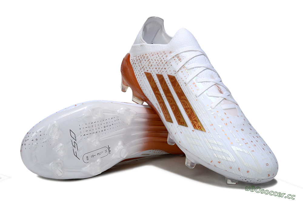 Men's Adidas F50 Pro FG Firm Ground Low-Tops Football Boots - White/Metallic Copper/Solar Red 3