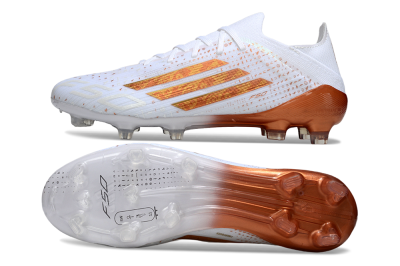 Men's Adidas F50 Pro FG Firm Ground Low-Tops Football Boots - White/Metallic Copper/Solar Red