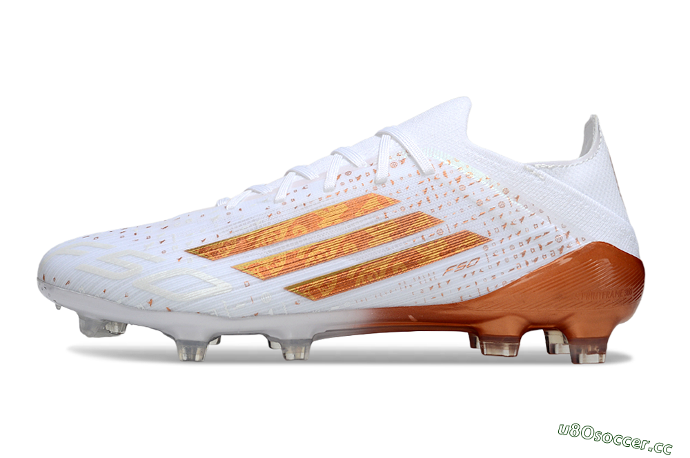 Men's Adidas F50 Pro FG Firm Ground Low-Tops Football Boots - White/Metallic Copper/Solar Red 0