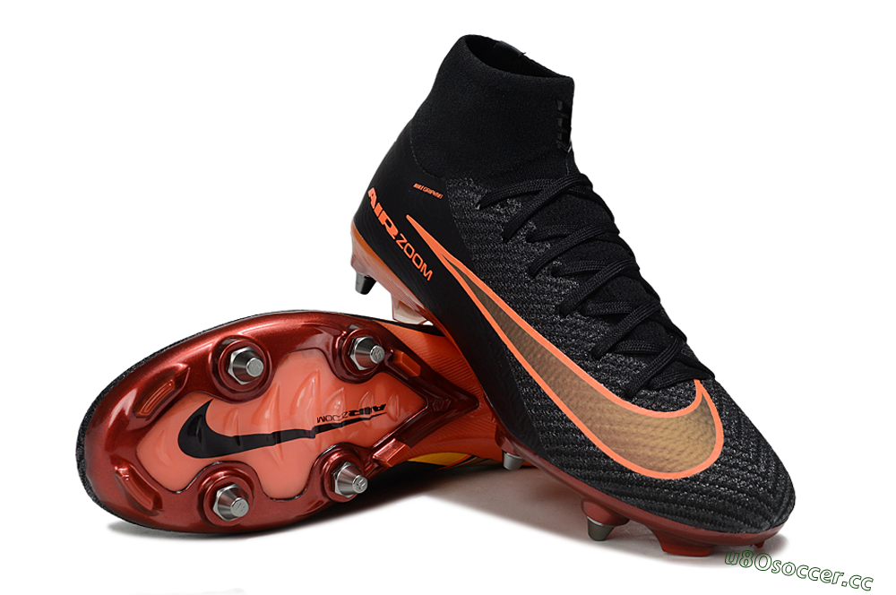 Men's Nike Air Zoom Mercurial Superfly 10 Elite SG Soft Ground High-Tops Football Boots - Black/Burnt Orange/Shiny Red 3