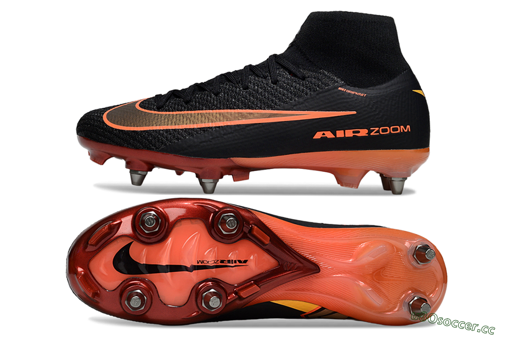 Men's Nike Air Zoom Mercurial Superfly 10 Elite SG Soft Ground High-Tops Football Boots - Black/Burnt Orange/Shiny Red 1