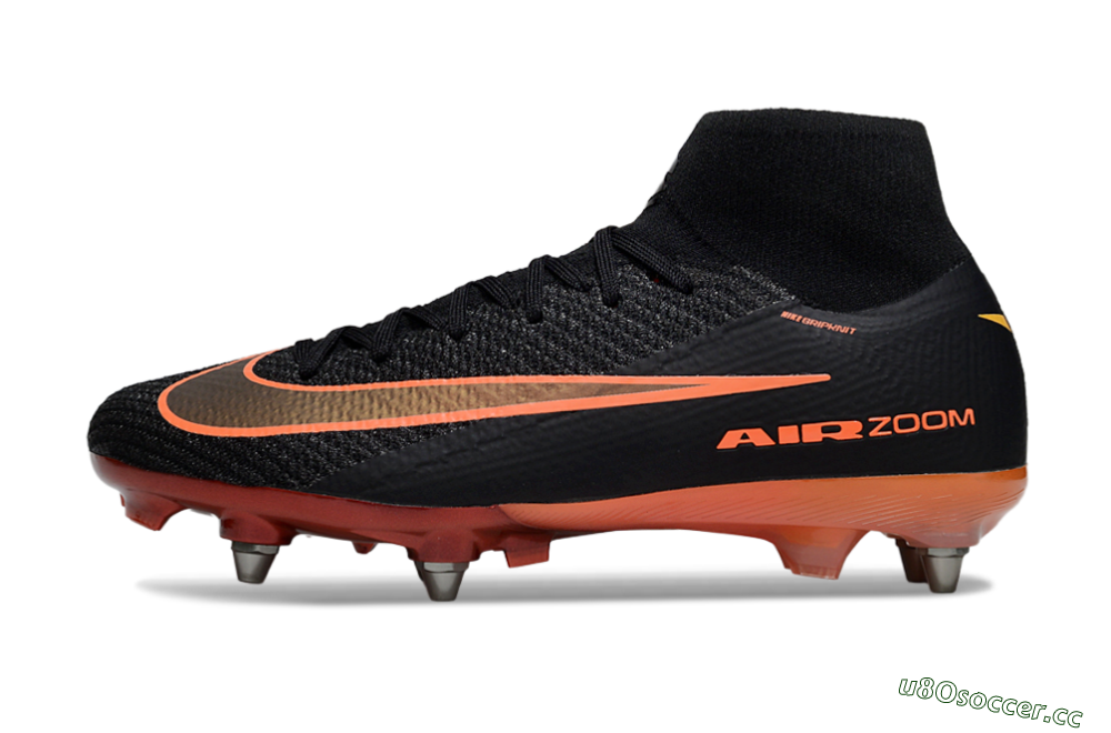 Men's Nike Air Zoom Mercurial Superfly 10 Elite SG Soft Ground High-Tops Football Boots - Black/Burnt Orange/Shiny Red 0