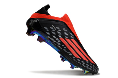 Men's Adidas F50 Lightstrike Pro Laceless FG Firm Ground Low-Tops Football Boots - Black/Fiery Red/Rainbow Hues