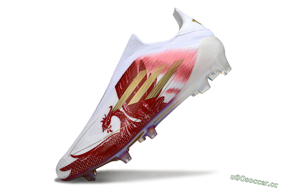 Men's Adidas F50 Pro Laceless FG Firm Ground Low-Tops Football Boots - Red/Crimson Blaze/White Fusion 4