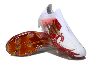 Men's Adidas F50 Pro Laceless FG Firm Ground Low-Tops Football Boots - Red/Crimson Blaze/White Fusion