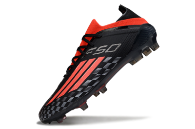 Men's Adidas F50 Pro FG Firm Ground Low-Tops Football Boots - Black/Vibrant Red/Stealth Black