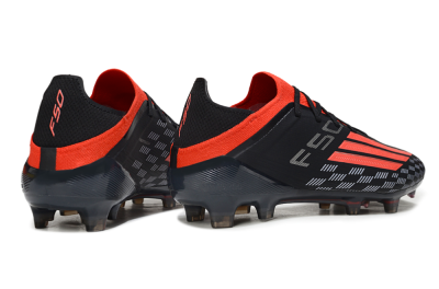 Men's Adidas F50 Pro FG Firm Ground Low-Tops Football Boots - Black/Vibrant Red/Stealth Black