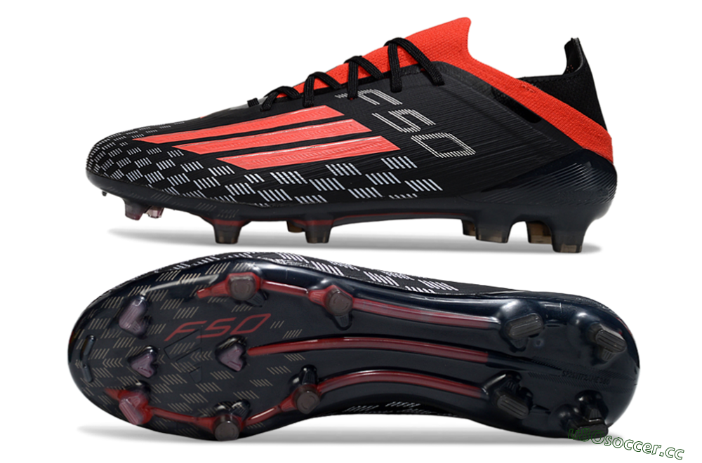Men's Adidas F50 Pro FG Firm Ground Low-Tops Football Boots - Black/Vibrant Red/Stealth Black 1
