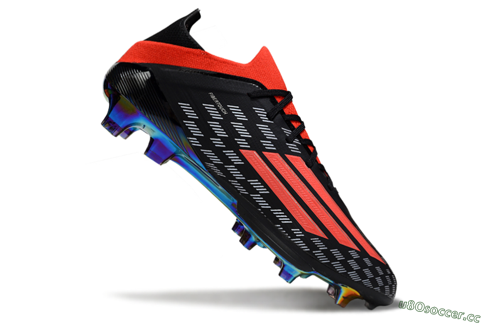 Men's Adidas F50 Lightstrike Pro FG Firm Ground Low-Tops Football Boots - Black/Fiery Red/Neon Blue 4