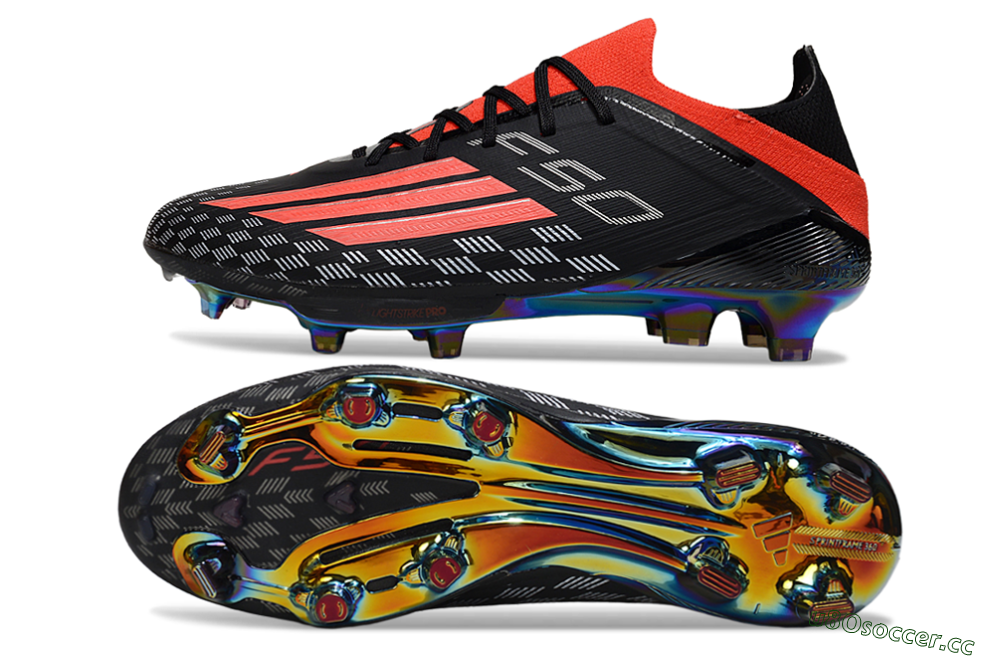 Men's Adidas F50 Lightstrike Pro FG Firm Ground Low-Tops Football Boots - Black/Fiery Red/Neon Blue 1