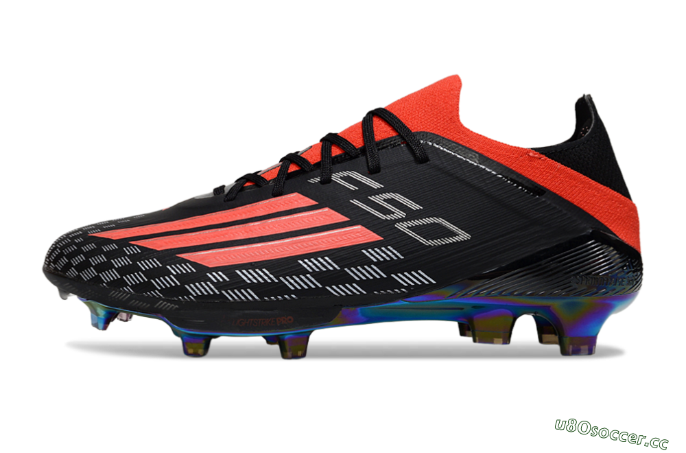 Men's Adidas F50 Lightstrike Pro FG Firm Ground Low-Tops Football Boots - Black/Fiery Red/Neon Blue 0