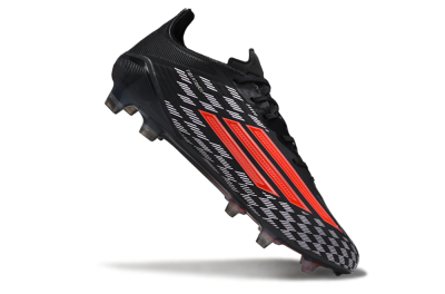 Men's Adidas F50 Pro FG Firm Ground Low-Tops Football Boots - Black/Bright Red/White