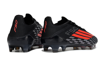 Men's Adidas F50 Pro FG Firm Ground Low-Tops Football Boots - Black/Bright Red/White