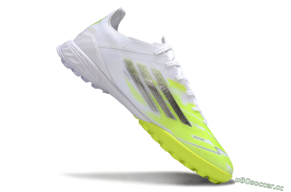 Men's Adidas F50 Pro TF Artificial Turf Low-Tops Football Shoes - White/Lime Burst/Neon Glow 4
