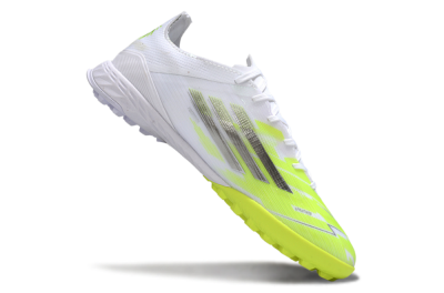 Men's Adidas F50 Pro TF Artificial Turf Low-Tops Football Shoes - White/Lime Burst/Neon Glow