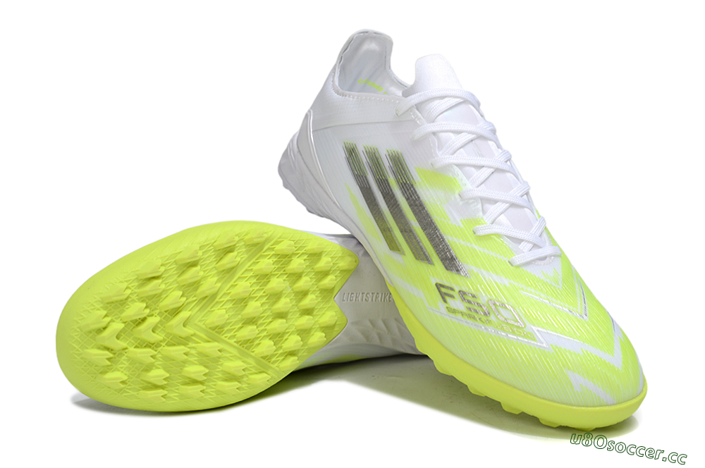 Men's Adidas F50 Pro TF Artificial Turf Low-Tops Football Shoes - White/Lime Burst/Neon Glow 3