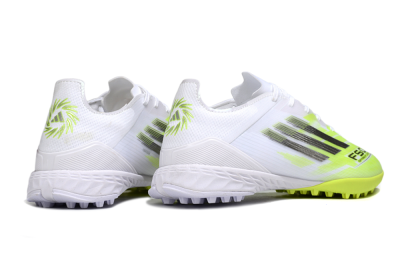 Men's Adidas F50 Pro TF Artificial Turf Low-Tops Football Shoes - White/Lime Burst/Neon Glow