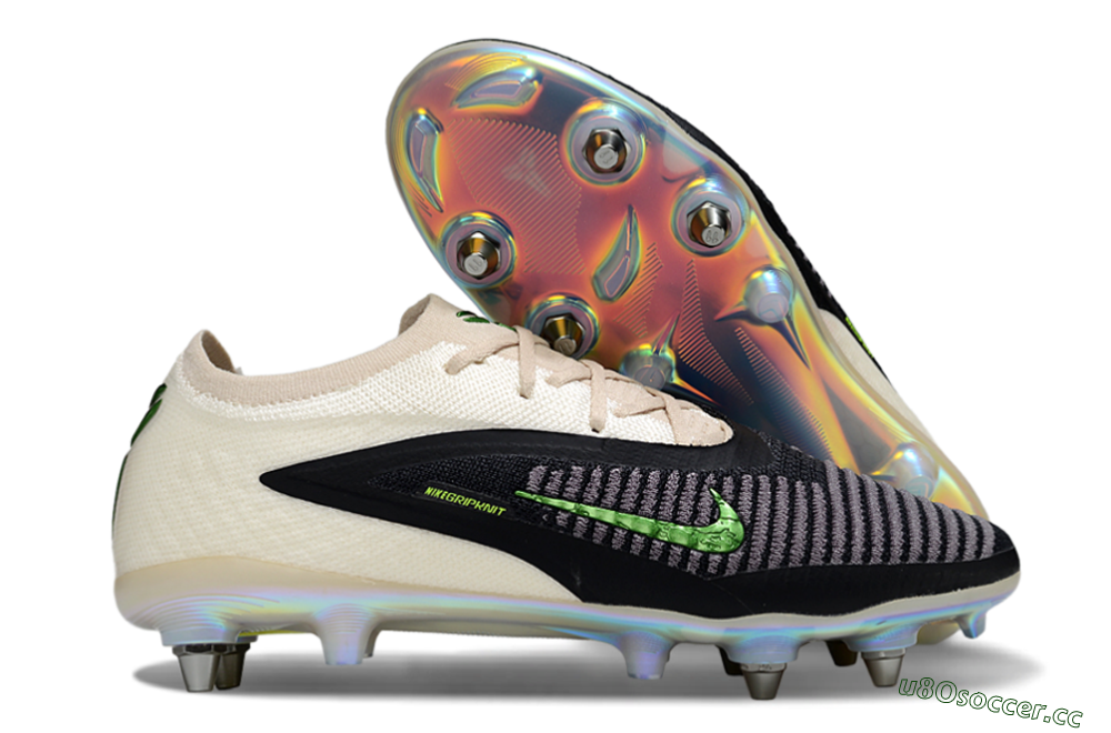 Unisex Nike Phantom 6 Low Elite SG Soft Ground Low-Tops Football Boots - Black/Lime Green/Ivory White 2